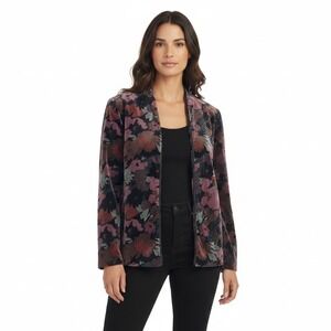 Vintage Floral Velvet Blazer‎ Jacket 14 Dark Romantic Whimsigoth California Girl